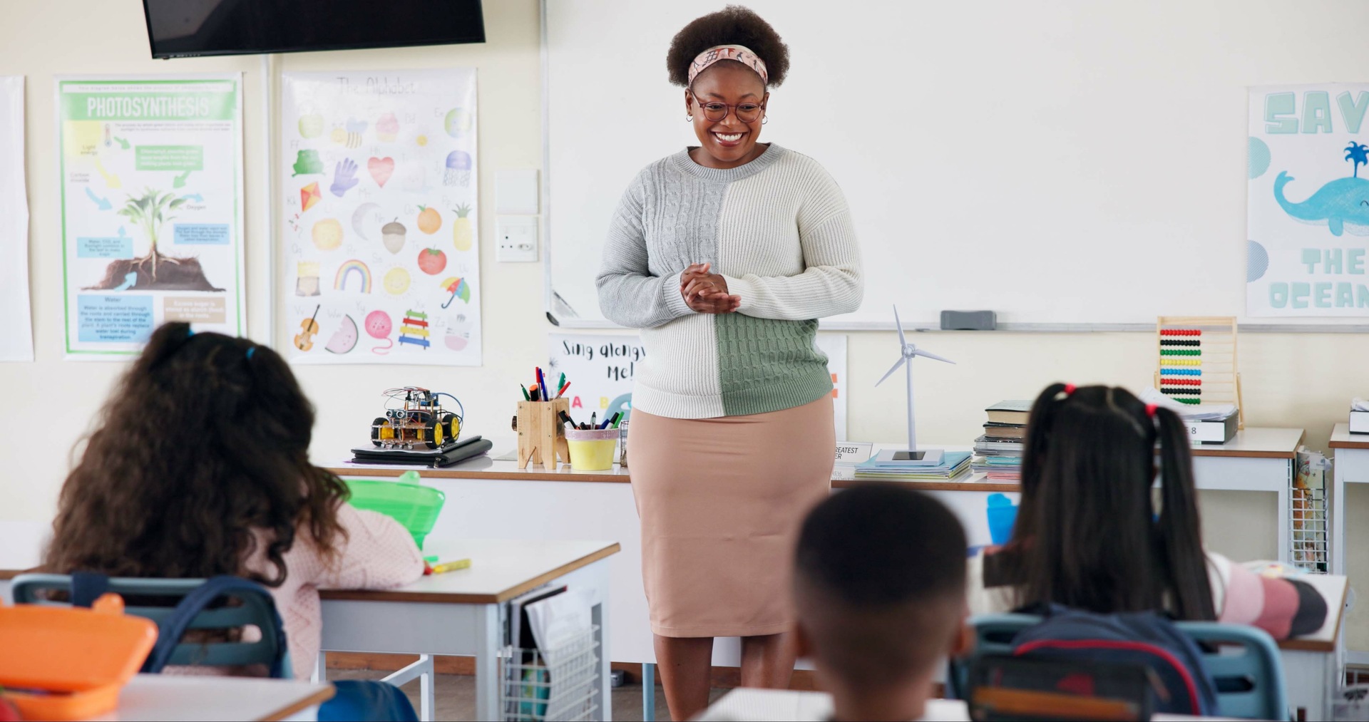 teacher in classroom with students