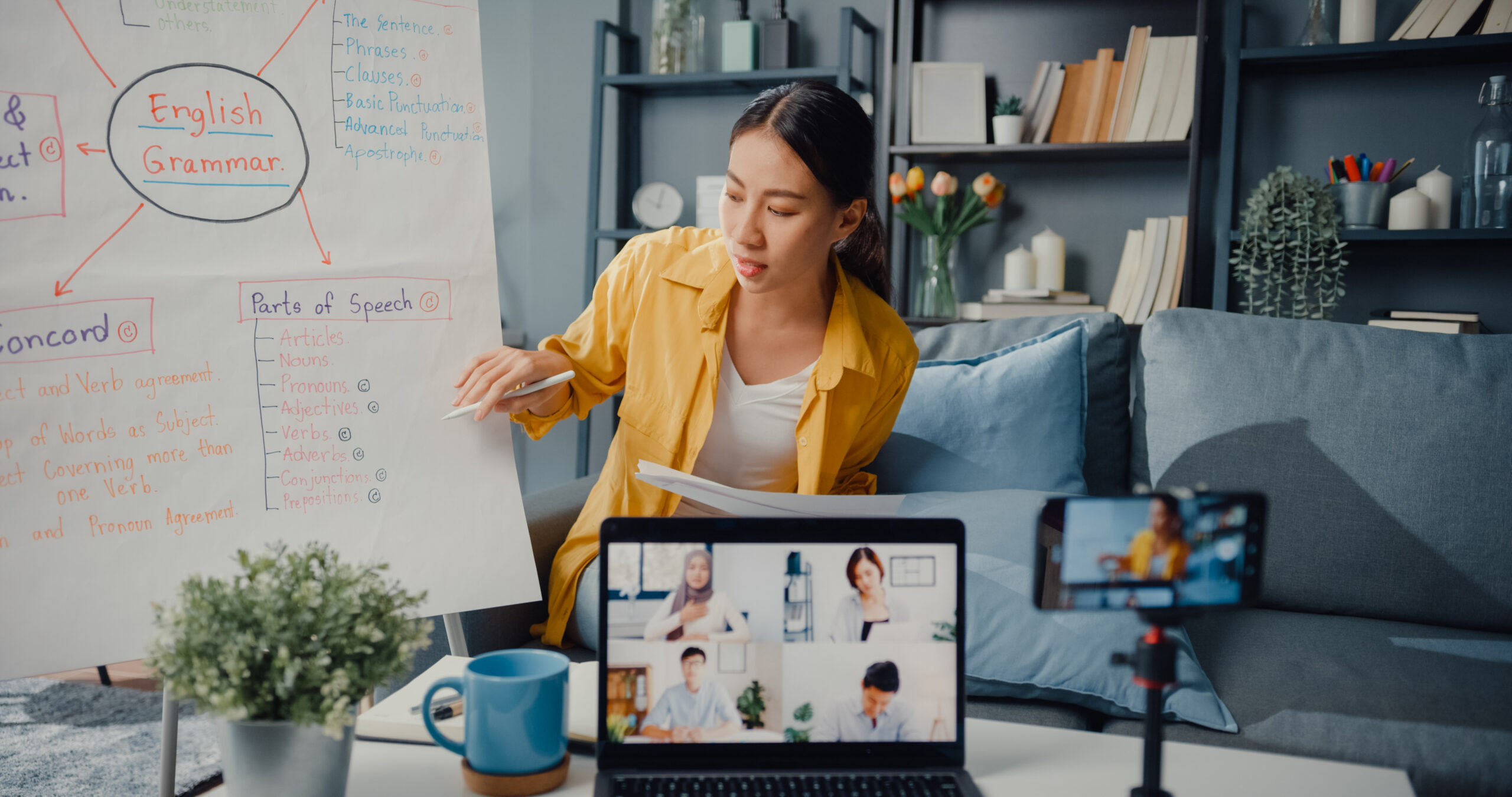 lady teaching an online class